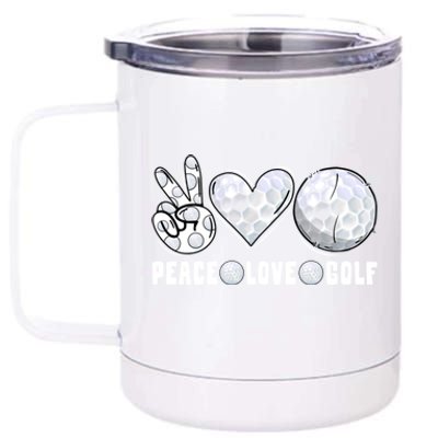 Peace Love Golf Funny Mommy Dad Son Daughter Gift 12 oz Stainless Steel Tumbler Cup