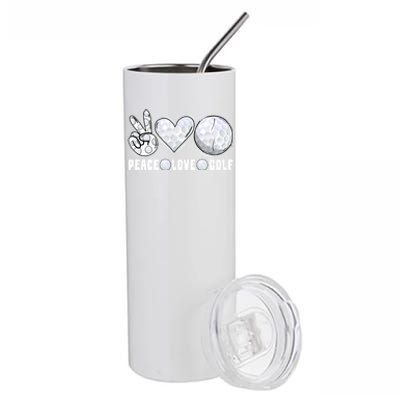 Peace Love Golf Funny Mommy Dad Son Daughter Gift Stainless Steel Tumbler