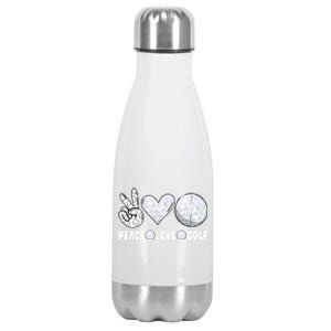 Peace Love Golf Funny Mommy Dad Son Daughter Gift Stainless Steel Insulated Water Bottle