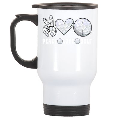 Peace Love Golf Funny Mommy Dad Son Daughter Gift Stainless Steel Travel Mug