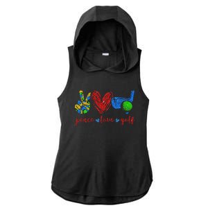 Peace Love Golf Cute Golf Lovers Gifts Ladies PosiCharge Tri-Blend Wicking Draft Hoodie Tank