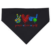 Peace Love Golf Cute Golf Lovers Gifts USA-Made Doggie Bandana