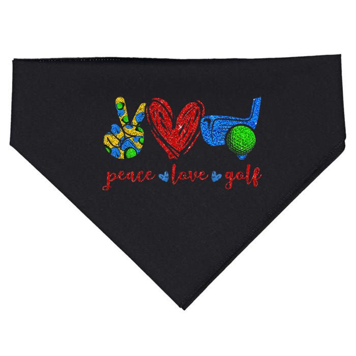 Peace Love Golf Cute Golf Lovers Gifts USA-Made Doggie Bandana