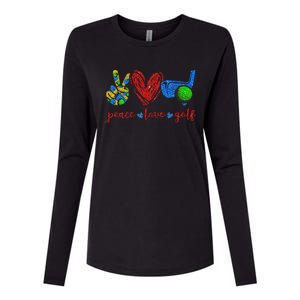 Peace Love Golf Cute Golf Lovers Gifts Womens Cotton Relaxed Long Sleeve T-Shirt