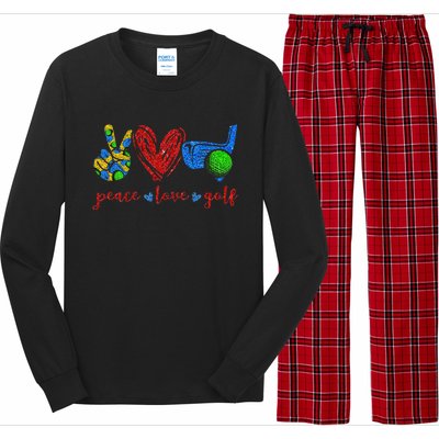 Peace Love Golf Cute Golf Lovers Gifts Long Sleeve Pajama Set