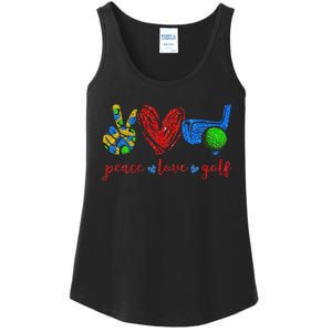 Peace Love Golf Cute Golf Lovers Gifts Ladies Essential Tank