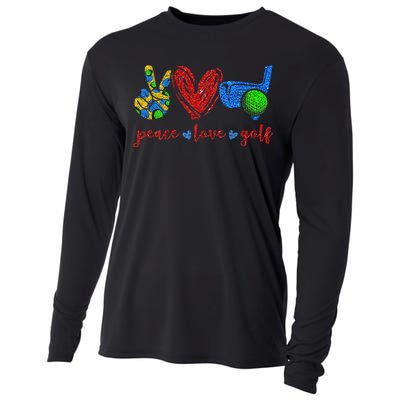 Peace Love Golf Cute Golf Lovers Gifts Cooling Performance Long Sleeve Crew