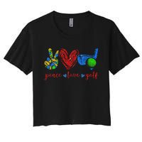 Peace Love Golf Cute Golf Lovers Gifts Women's Crop Top Tee