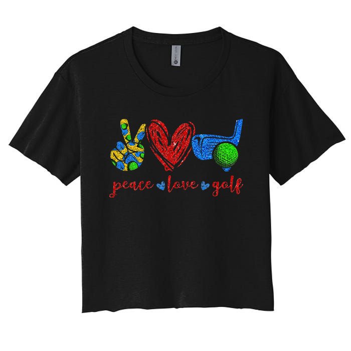 Peace Love Golf Cute Golf Lovers Gifts Women's Crop Top Tee