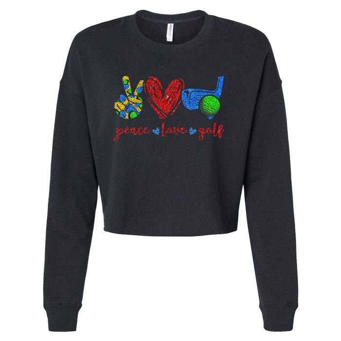 Peace Love Golf Cute Golf Lovers Gifts Cropped Pullover Crew