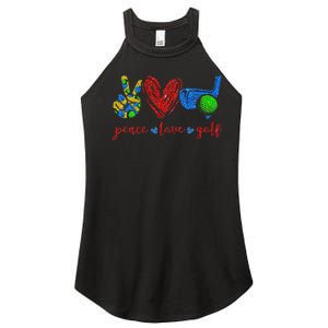 Peace Love Golf Cute Golf Lovers Gifts Women's Perfect Tri Rocker Tank