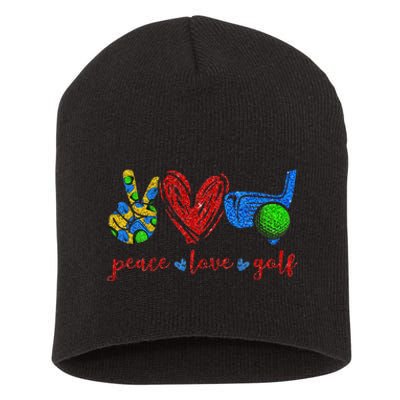 Peace Love Golf Cute Golf Lovers Gifts Short Acrylic Beanie