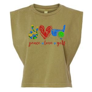 Peace Love Golf Cute Golf Lovers Gifts Garment-Dyed Women's Muscle Tee