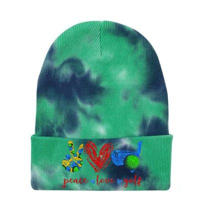 Peace Love Golf Cute Golf Lovers Gifts Tie Dye 12in Knit Beanie