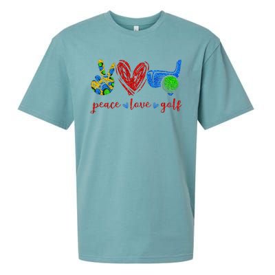 Peace Love Golf Cute Golf Lovers Gifts Sueded Cloud Jersey T-Shirt