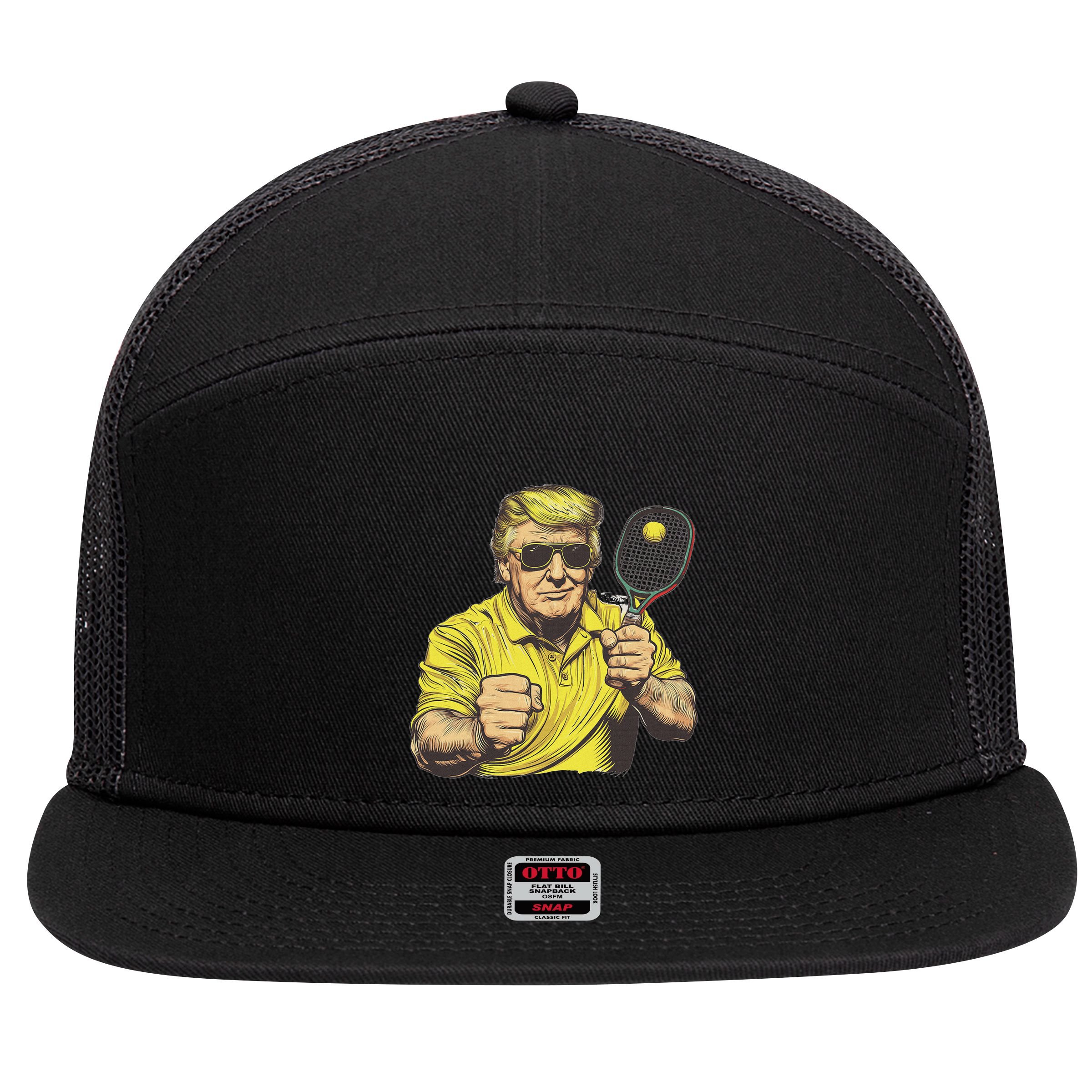 Pickleball Lovers Graphics Pickle Ball 7 Panel Mesh Trucker Snapback Hat