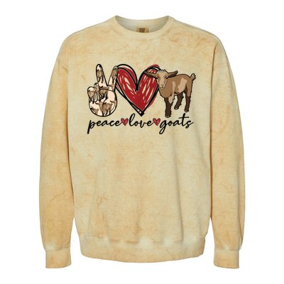 Peace Love Goats Farm Girl Goat Lover Gift Funny Goat Colorblast Crewneck Sweatshirt