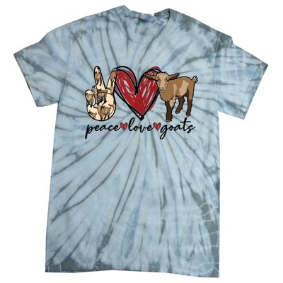 Peace Love Goats Farm Girl Goat Lover Gift Funny Goat Tie-Dye T-Shirt