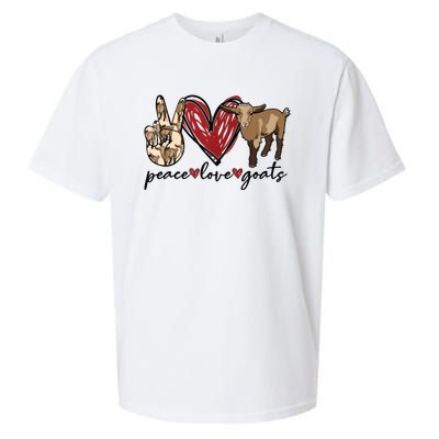 Peace Love Goats Farm Girl Goat Lover Gift Funny Goat Sueded Cloud Jersey T-Shirt