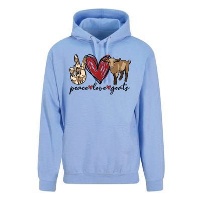 Peace Love Goats Farm Girl Goat Lover Gift Funny Goat Unisex Surf Hoodie