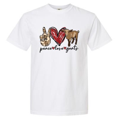 Peace Love Goats Farm Girl Goat Lover Gift Funny Goat Garment-Dyed Heavyweight T-Shirt