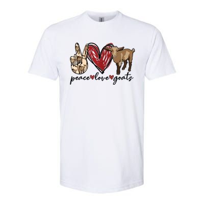 Peace Love Goats Farm Girl Goat Lover Gift Funny Goat Softstyle CVC T-Shirt