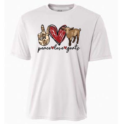 Peace Love Goats Farm Girl Goat Lover Gift Funny Goat Cooling Performance Crew T-Shirt