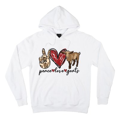 Peace Love Goats Farm Girl Goat Lover Gift Funny Goat Hoodie