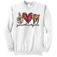 Peace Love Goats Farm Girl Goat Lover Gift Funny Goat Sweatshirt