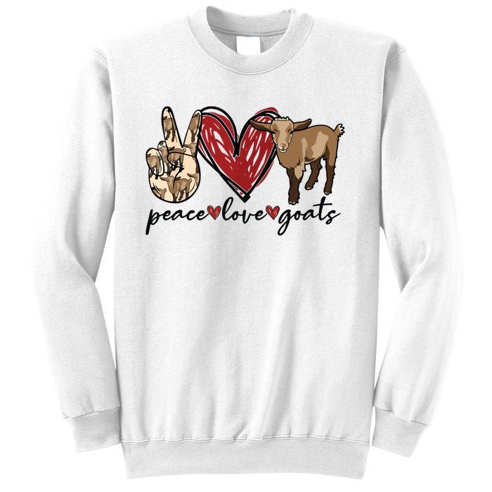 Peace Love Goats Farm Girl Goat Lover Gift Funny Goat Sweatshirt