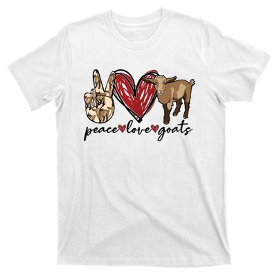 Peace Love Goats Farm Girl Goat Lover Gift Funny Goat T-Shirt