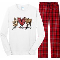 Peace Love Goats Farm Girl Goat Lover Gift Funny Goat Long Sleeve Pajama Set