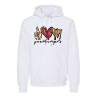 Peace Love Goats Farm Girl Goat Lover Gift Funny Goat Premium Hoodie