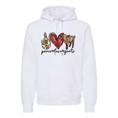 Peace Love Goats Farm Girl Goat Lover Gift Funny Goat Premium Hoodie