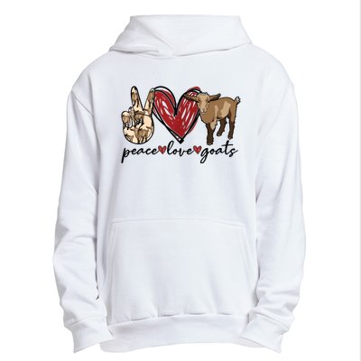 Peace Love Goats Farm Girl Goat Lover Gift Funny Goat Urban Pullover Hoodie