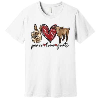 Peace Love Goats Farm Girl Goat Lover Gift Funny Goat Premium T-Shirt