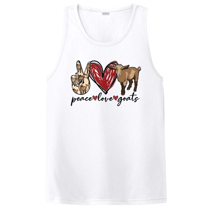 Peace Love Goats Farm Girl Goat Lover Gift Funny Goat PosiCharge Competitor Tank