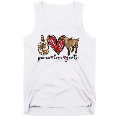 Peace Love Goats Farm Girl Goat Lover Gift Funny Goat Tank Top