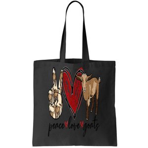 Peace Love Goats Farm Girl Goat Lover Gift Funny Goat Tote Bag