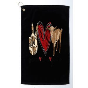 Peace Love Goats Farm Girl Goat Lover Gift Funny Goat Platinum Collection Golf Towel