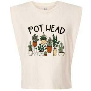 Plant Lover Gardener Pot Head Succulent Funny Garment-Dyed Women's Muscle Tee