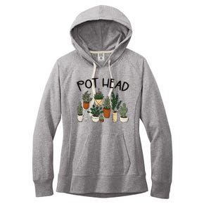 Plant Lover Gardener Pot Head Succulent Funny Women's Fleece Hoodie