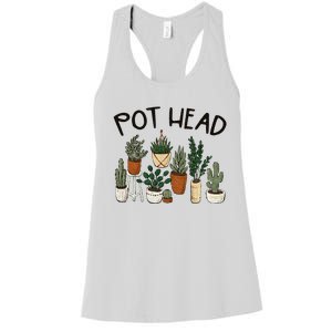 Plant Lover Gardener Pot Head Succulent Funny Women's Racerback Tank