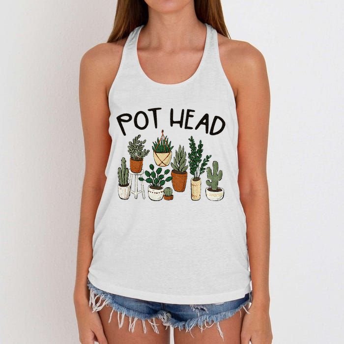 Plant Lover Gardener Pot Head Succulent Funny Women's Knotted Racerback Tank