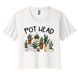 Plant Lover Gardener Pot Head Succulent Funny Women's Crop Top Tee