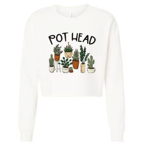 Plant Lover Gardener Pot Head Succulent Funny Cropped Pullover Crew