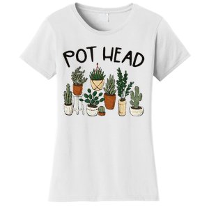 Plant Lover Gardener Pot Head Succulent Funny Women's T-Shirt