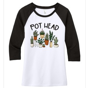 Plant Lover Gardener Pot Head Succulent Funny Women's Tri-Blend 3/4-Sleeve Raglan Shirt