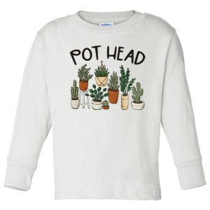 Plant Lover Gardener Pot Head Succulent Toddler Long Sleeve Shirt