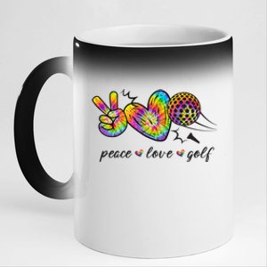 Peace Love Golf Rainbow Gift 11oz Black Color Changing Mug